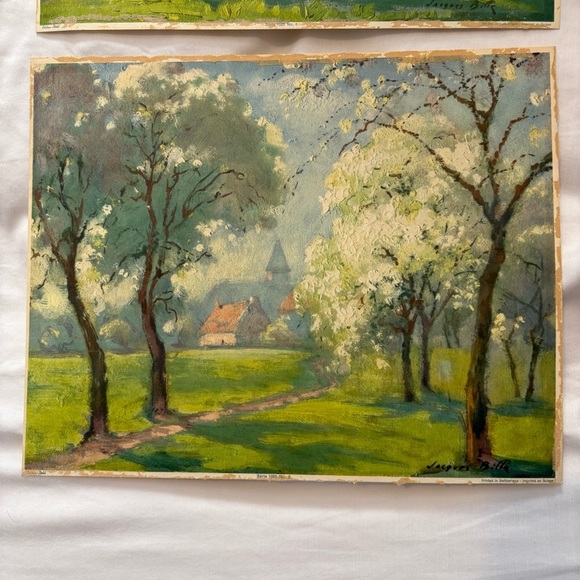 2 Jacques Bille Prints Park Motif Countryside Trees 9.5X12 Printed Switzerland - Picture 2 of 12